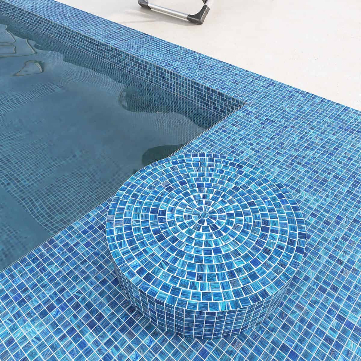 Mall Blue Glass Mosaic Tiles For Swmming Pool 