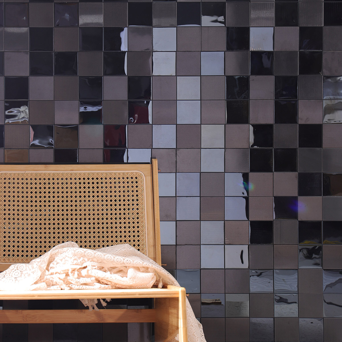 Black 3D Square Metal Stainless Steel Mosaic Tile