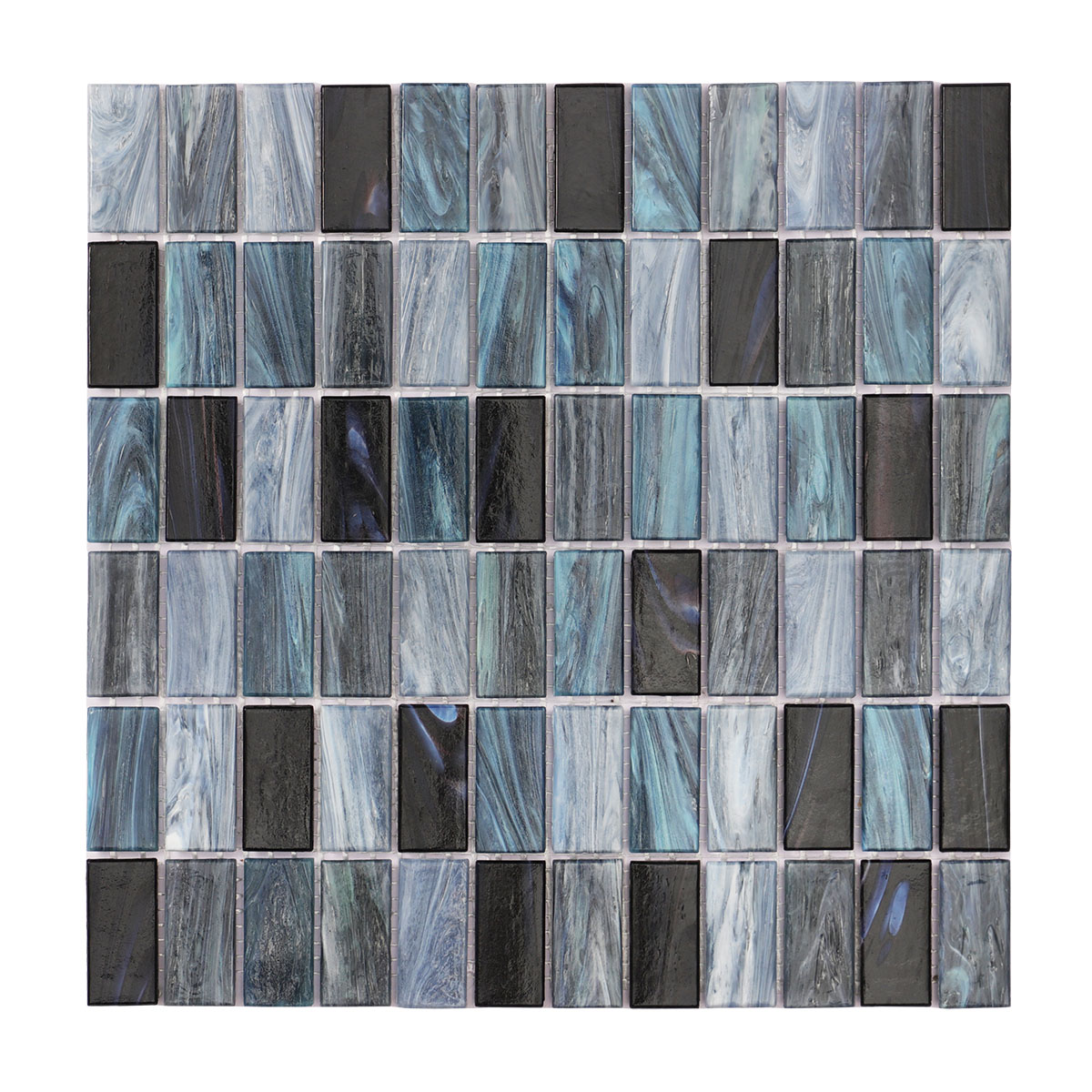 Black Grey Rcetangle Glass Mosaic Tiles 