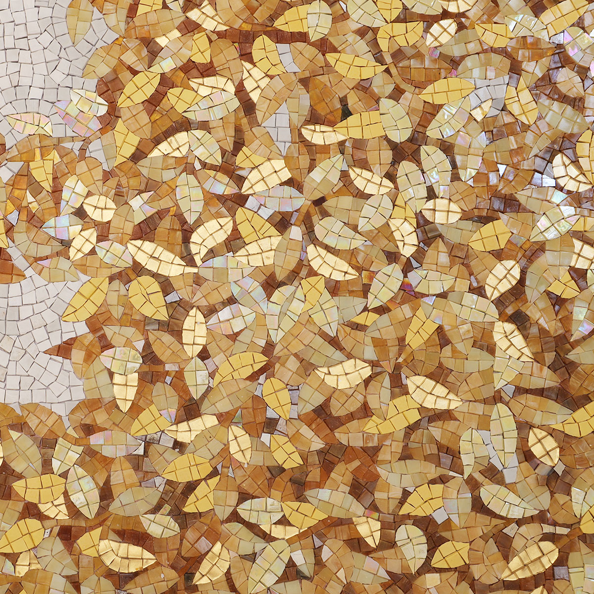 Close-up of Golden Tree Mural Glass Mosaic Art
