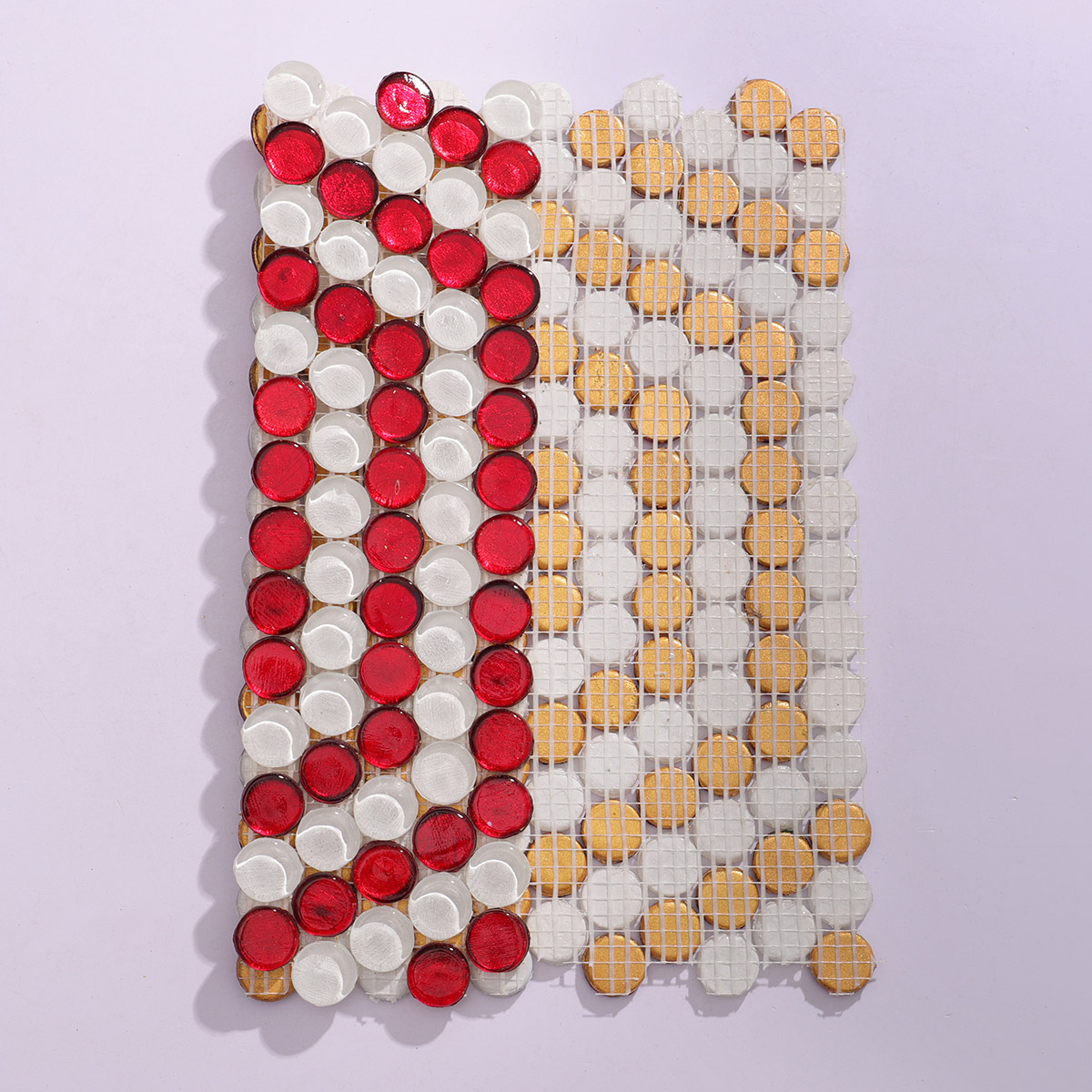 Back view showing the mesh connection of the mosaic tiles