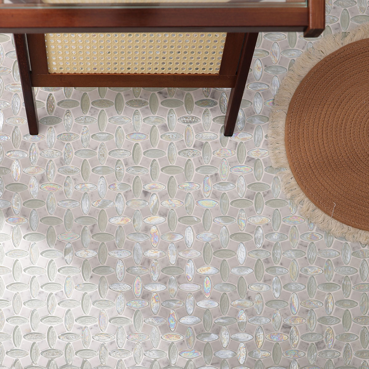 White Glass and Stone Mosaic Tiles for Kitchen Backsplash,Wall & Floor