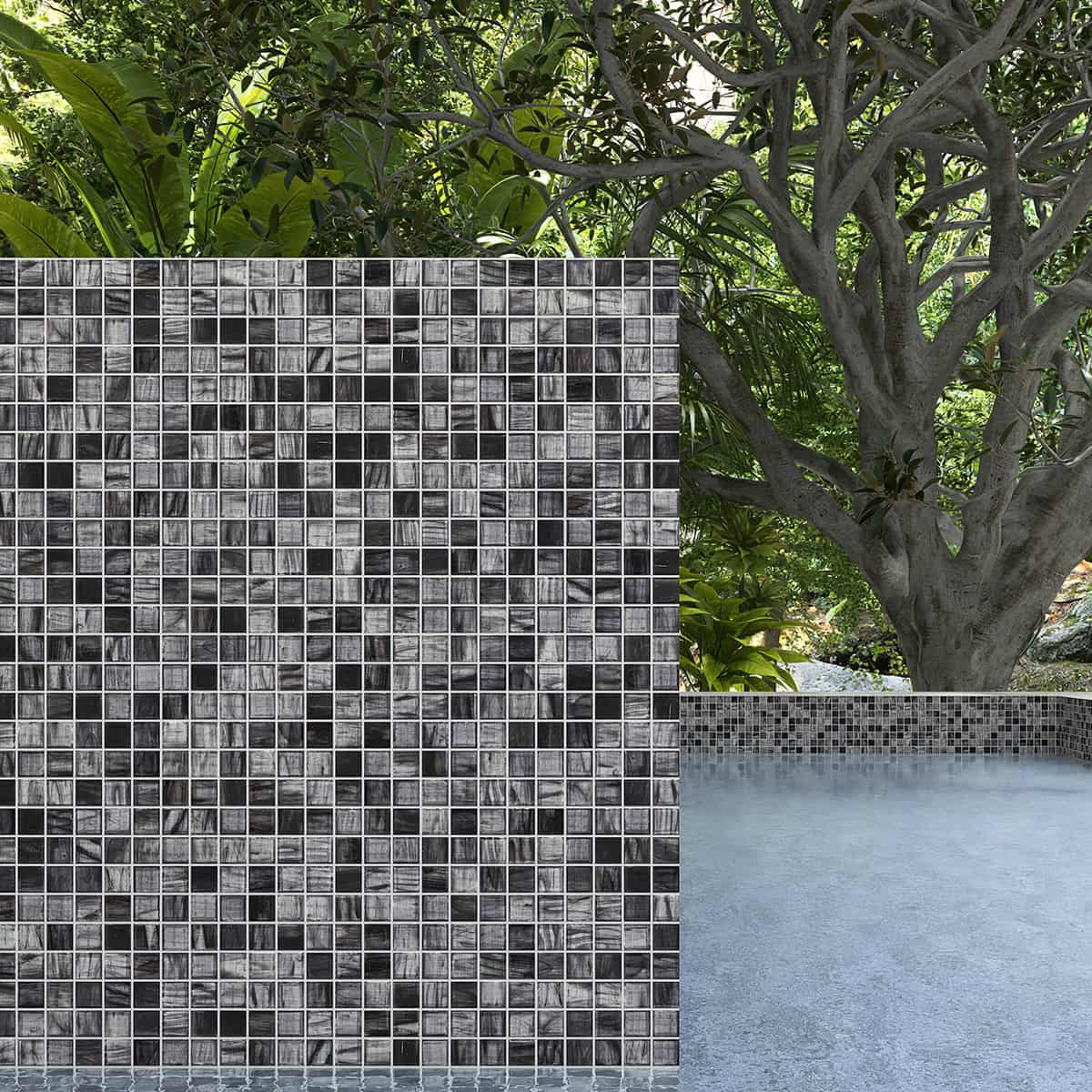Amber Translucence Gray Glass Mosaic Tile For Pool 