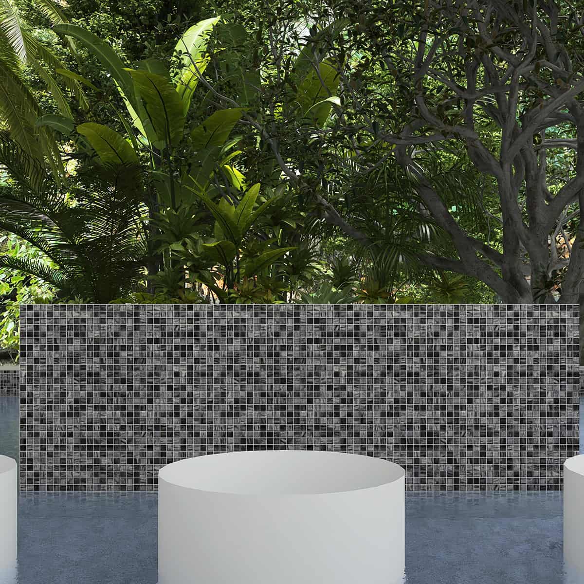 Amber Translucence Gray Glass Mosaic Tile For Pool 