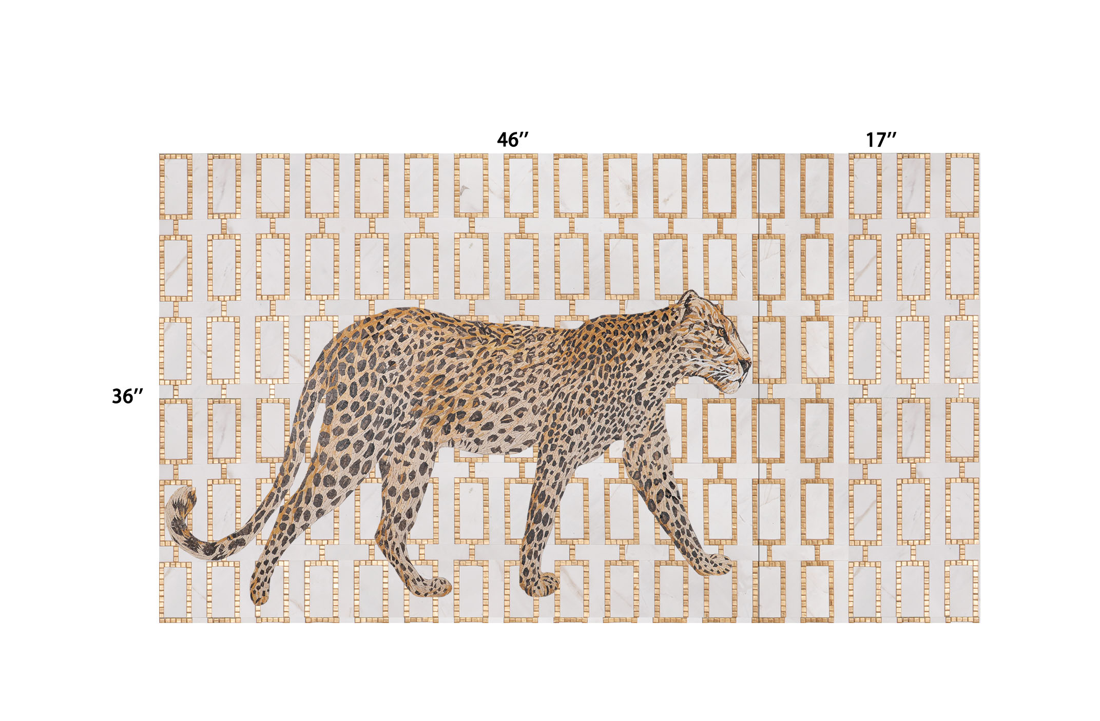Leopard Mosaic Tile Art – Handcrafted Glass and Marble Mosaic Wall Art 