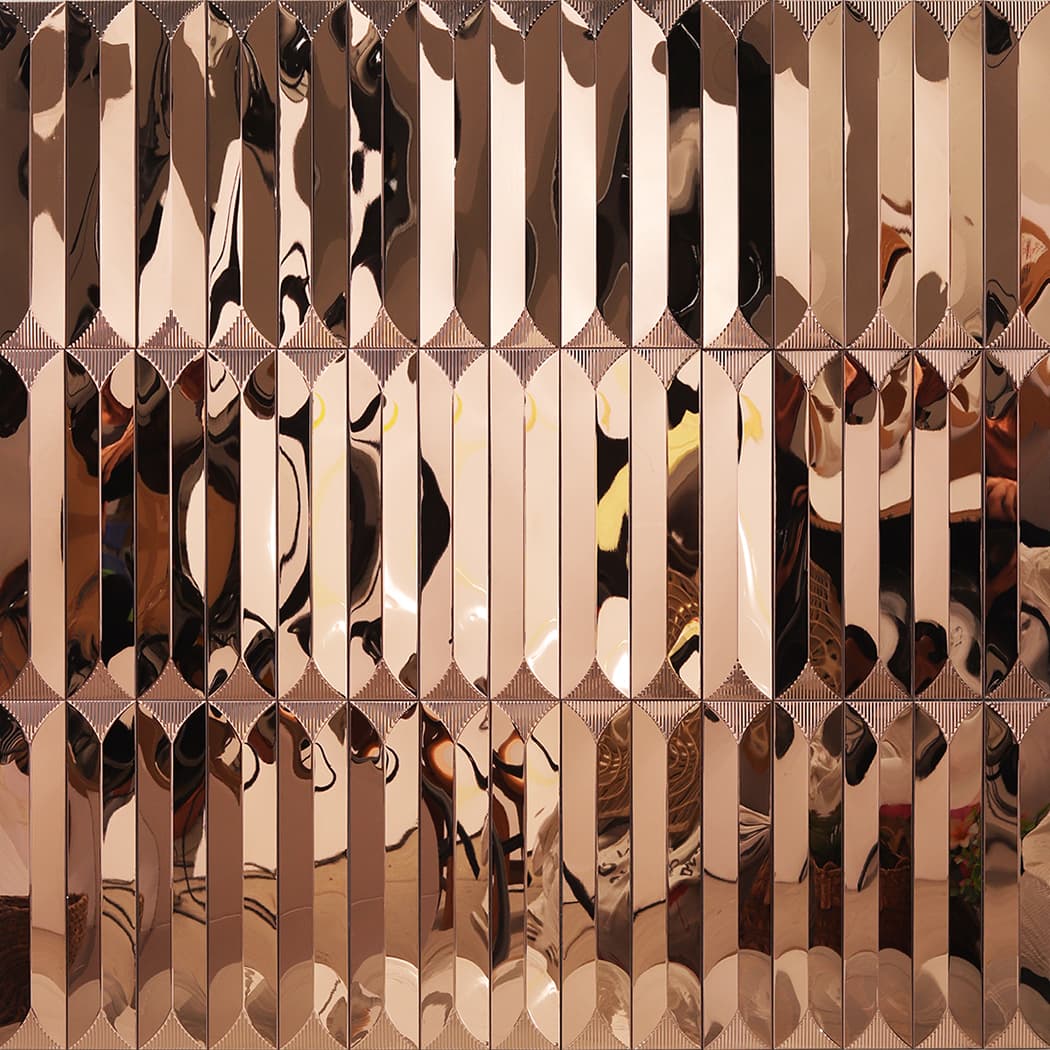 Champagne Gold Vertical Subway Metal Backsplash Tile