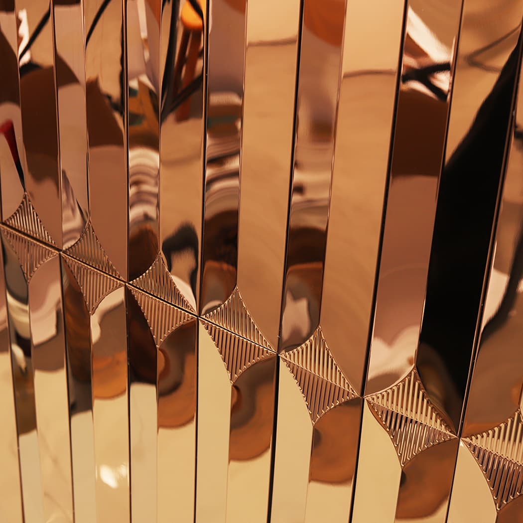 Champagne Gold Vertical Subway Metal Backsplash Tile