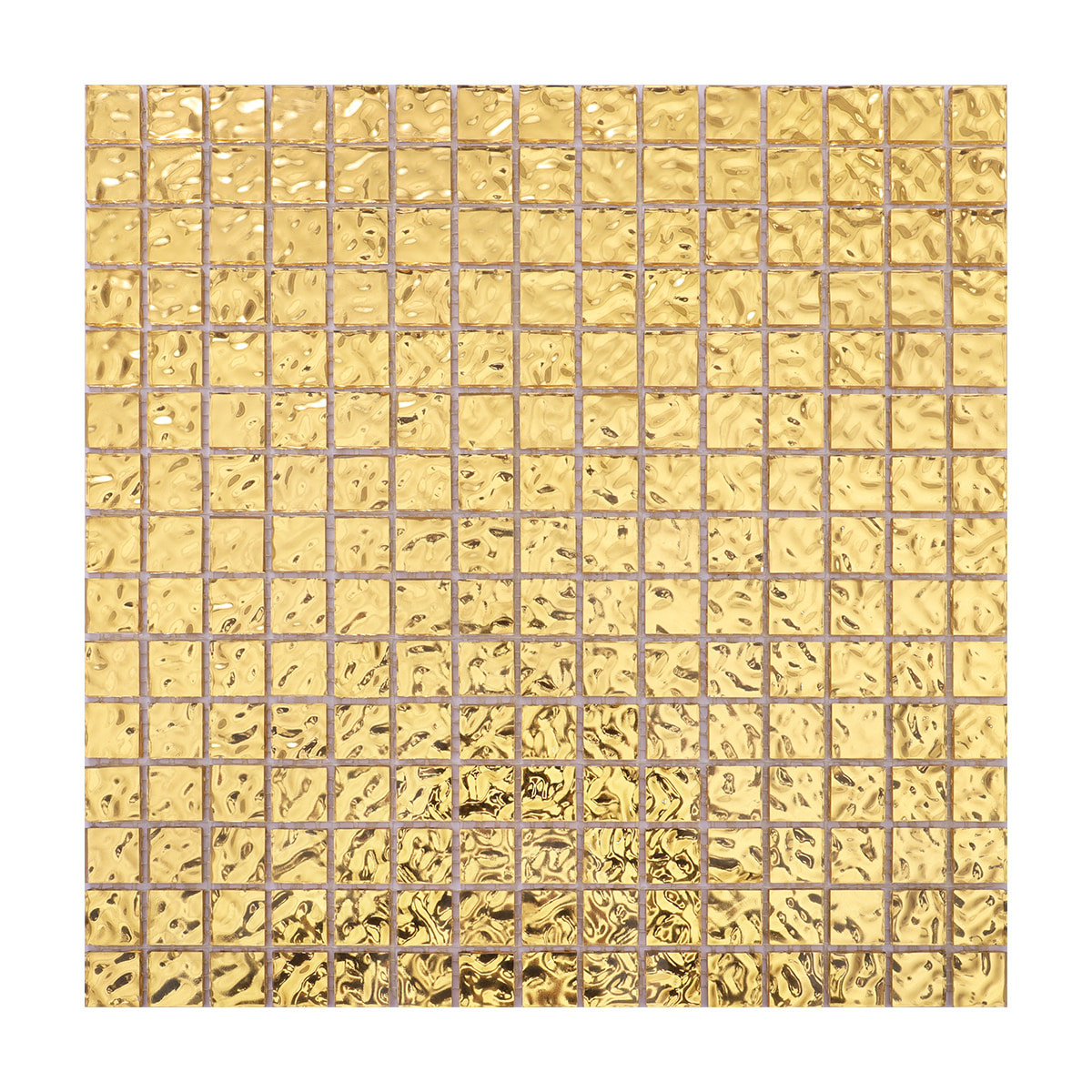 24K gold mosaic tile with a wavy surface, perfect for adding luxury to any space.