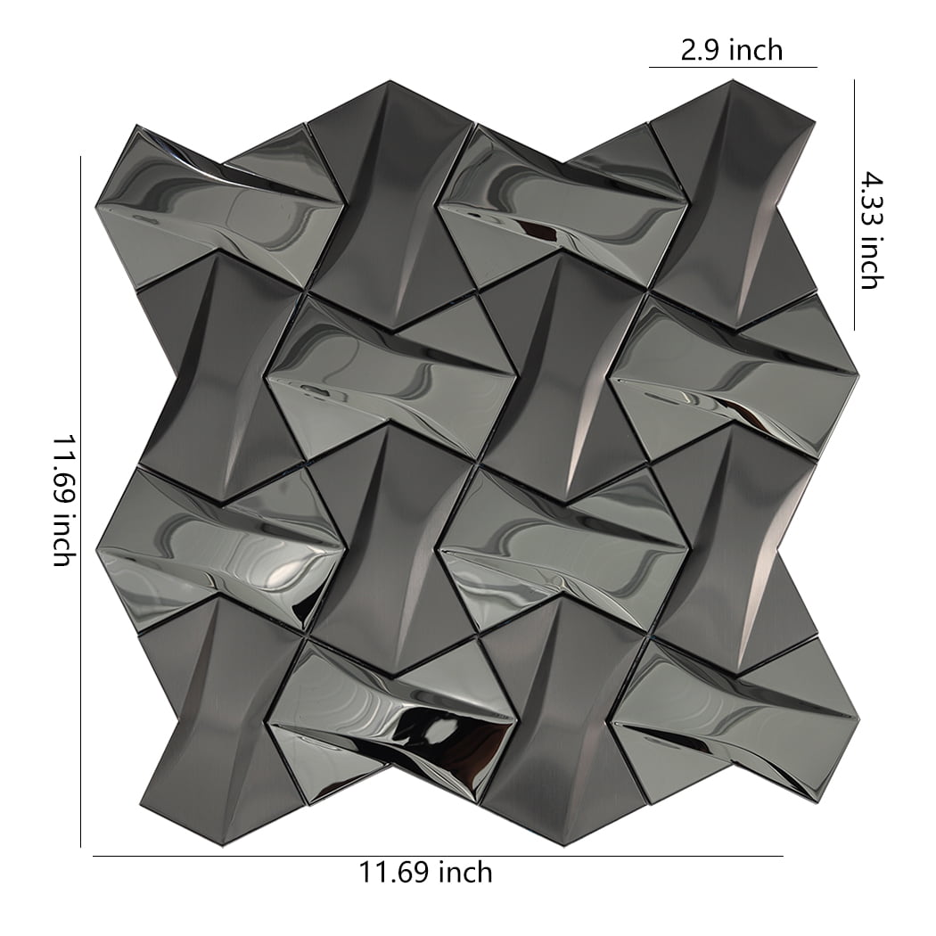 Diagram showing the dimensions of a 11.69 inch by 11.69 inch 3D mosaic tile sheet.