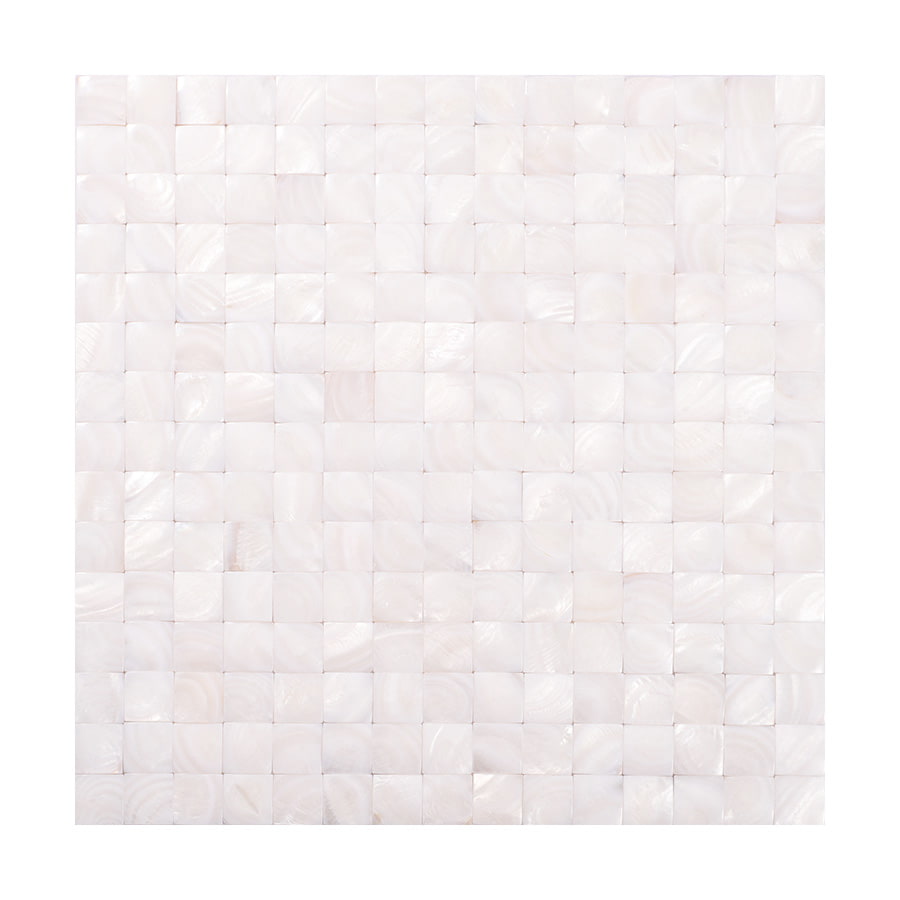 Full sheet of 3D white natural shell square mosaic tile