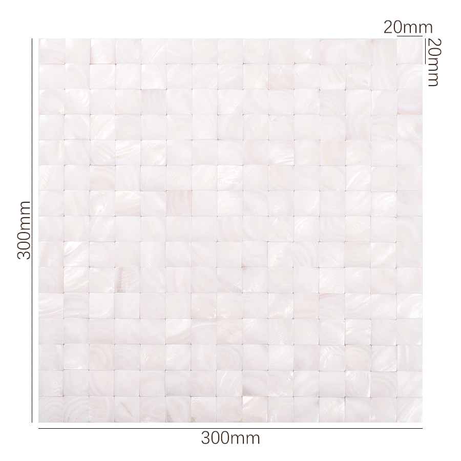 300x300mm 3D shell mosaic tile sheet with 20mm square pieces
