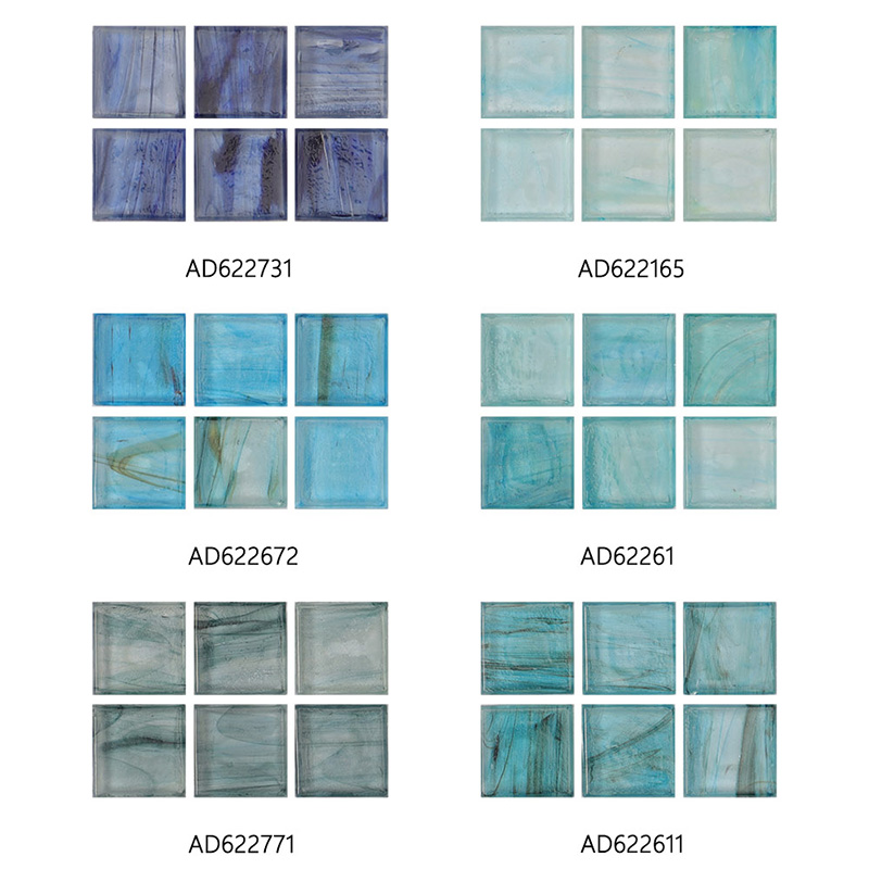 Front view of Amber series mosaic tiles color palettes.