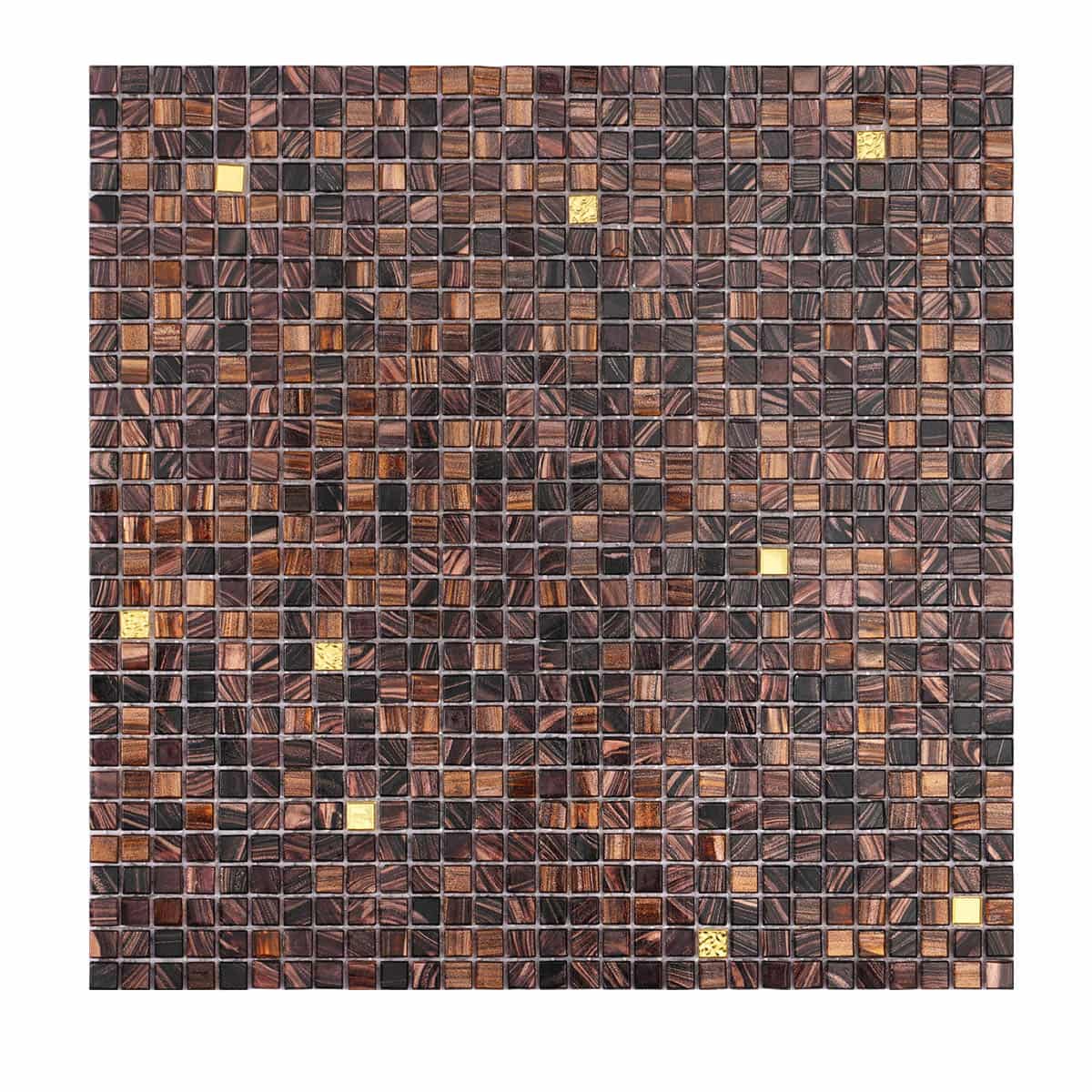Brown Mixed Mini Gold Glass Square Mosaic Tiles 
