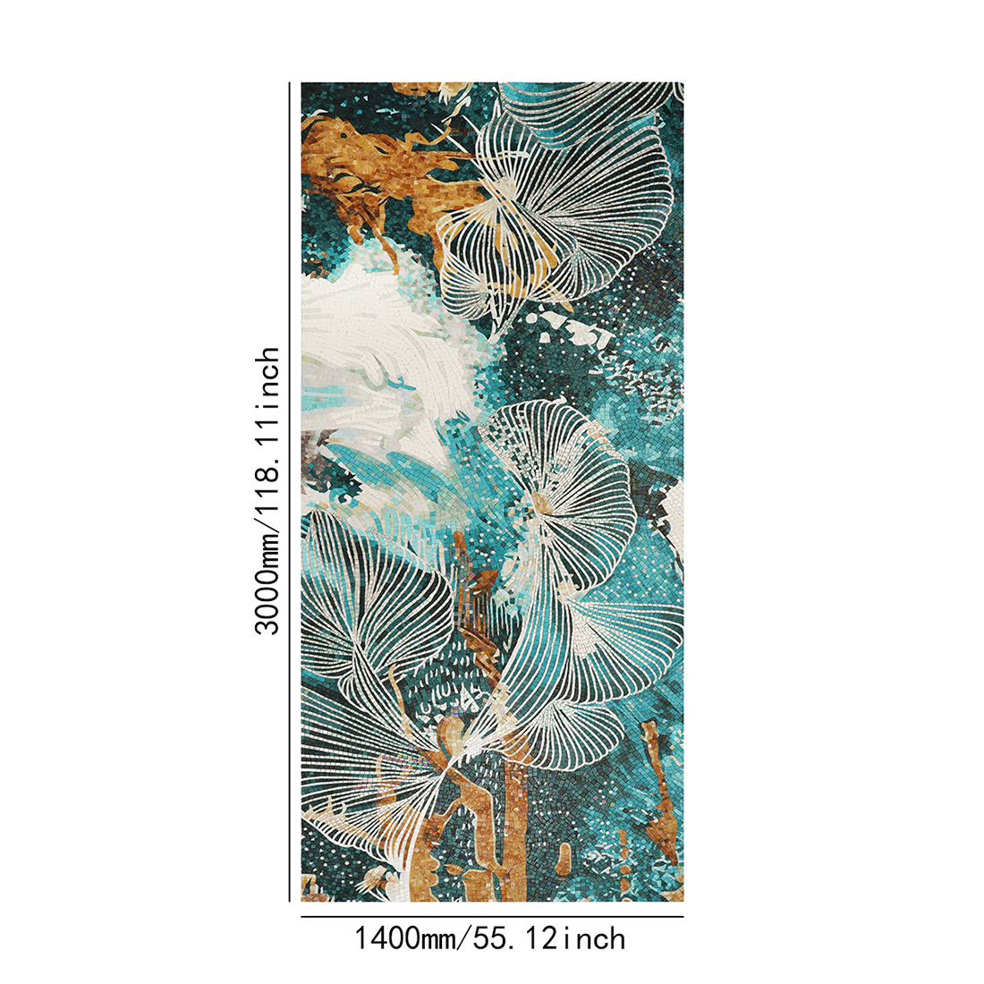 Abstract line handmade mosaic mural size display in 3000mm by 1400mm format
