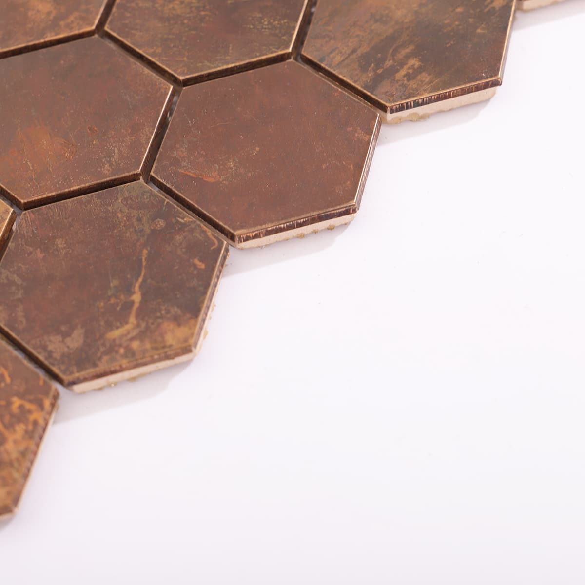 Side view of copper mosaic