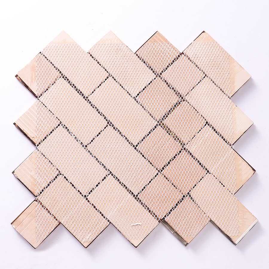 Backside mesh design of bronze metal mosaic tile sheet
