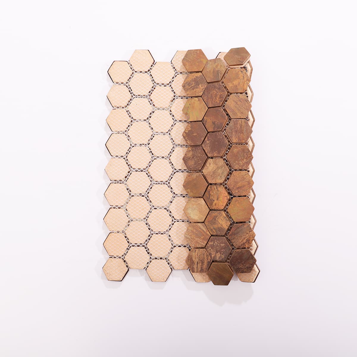 Backside of the tile showing mesh support.