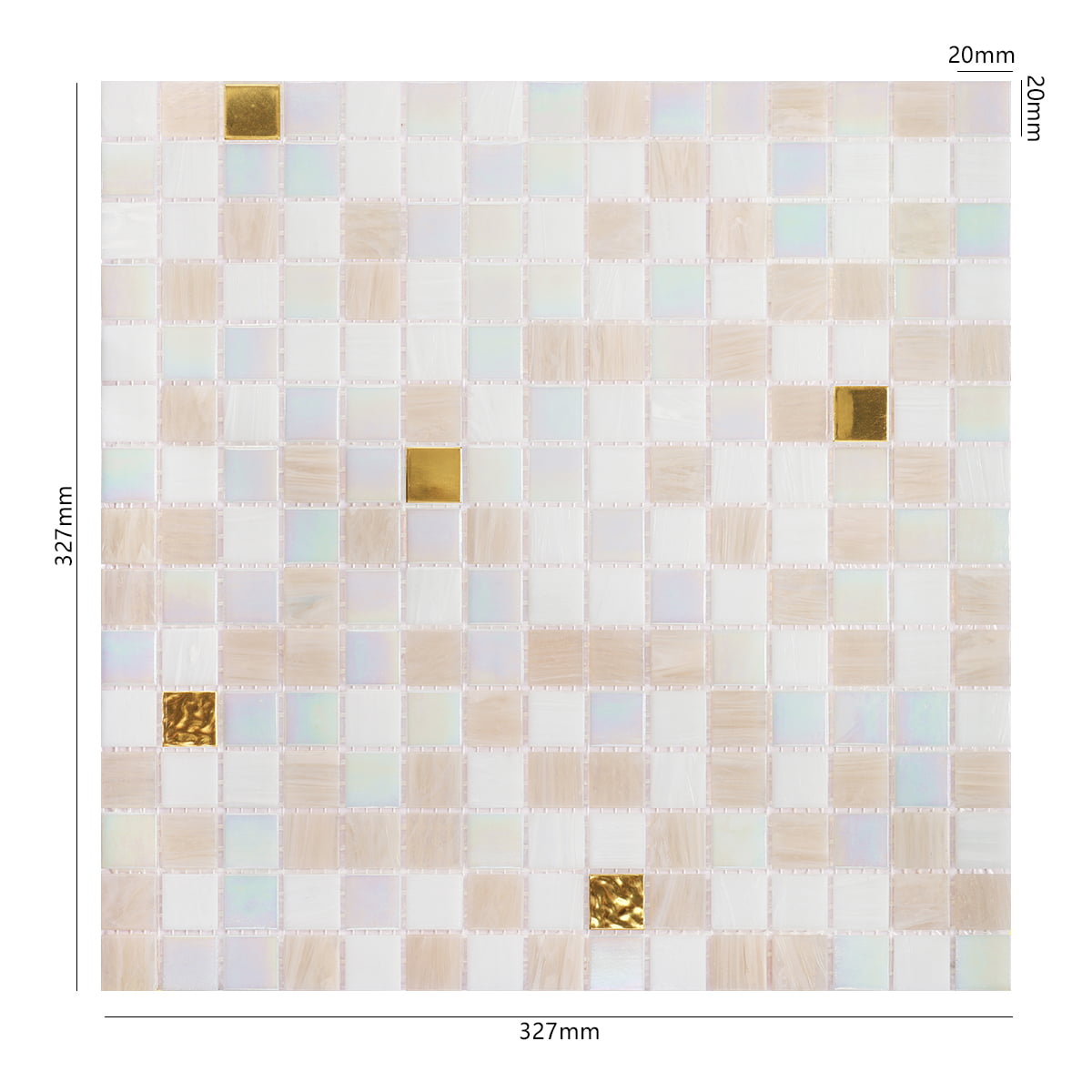 Beige Mixed 24K Gold Foil Glass Mosaic Tiles