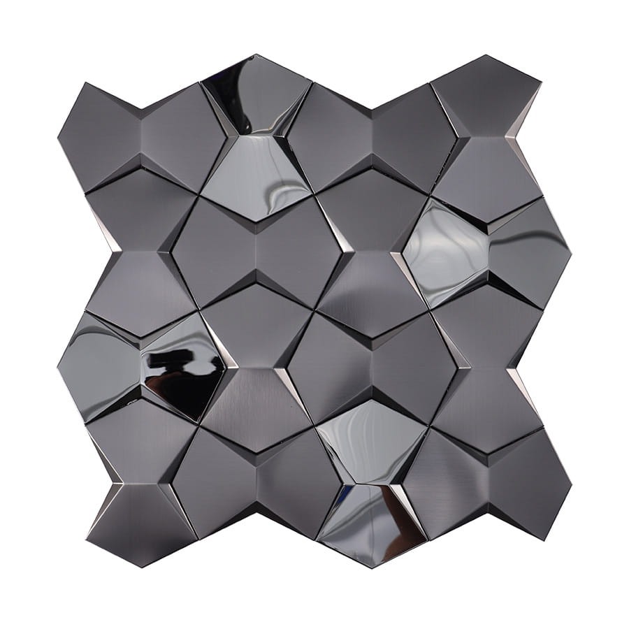 Black 3D stainless steel geometric wall tile panel