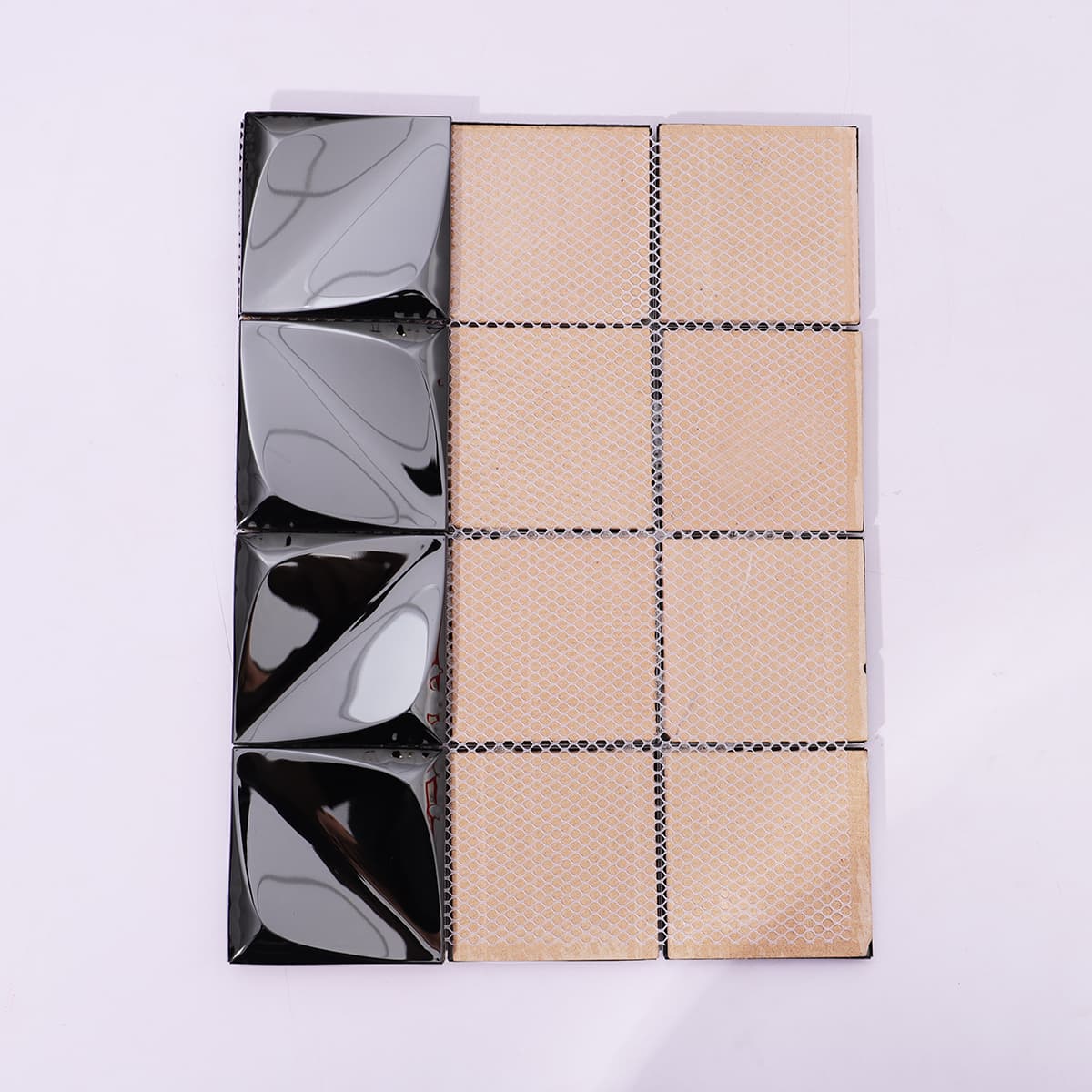 Back mesh of black mirror 3D stainless steel mosaic tile