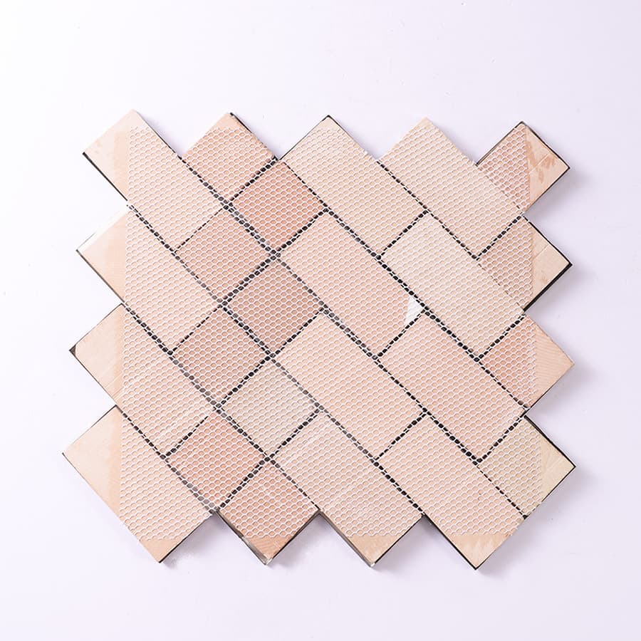 Back mesh design of black mirror groutless herringbone metal mosaic tile