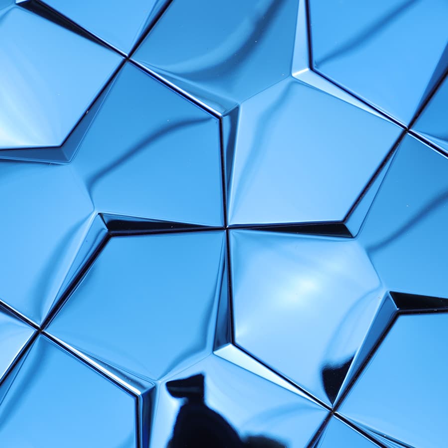 Detailed texture of blue 3D stainless steel wall tile