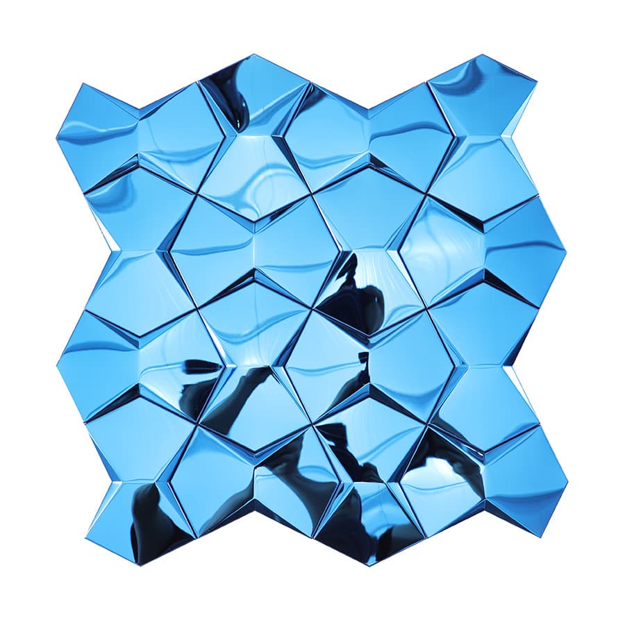 Blue 3D stainless steel geometric wall tile panel