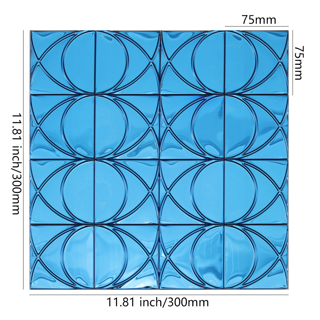 Blue mirror stainless steel square pattern mosaic tile with 11.81 inch dimensions