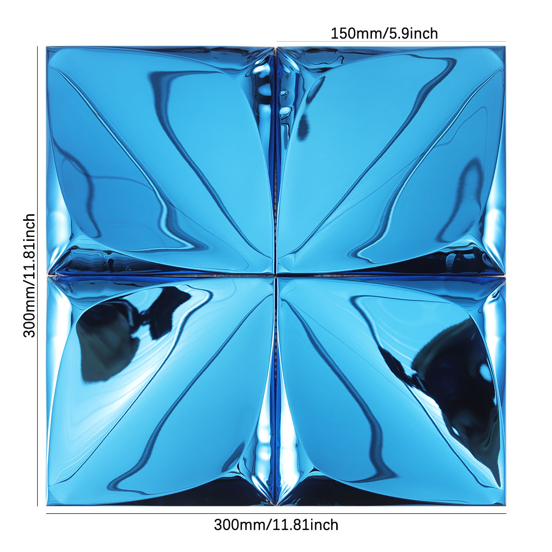 Blue mirror pyramid metal mosaic tile with 300mm sheet size