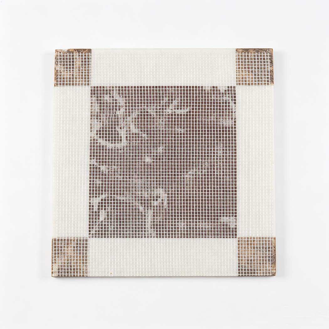 Mesh backing of burgundy and white marble border mosaic tile