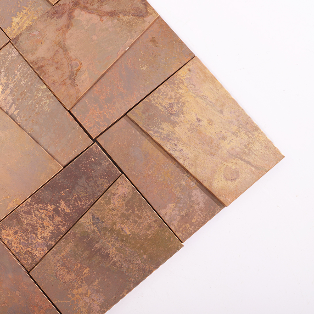 Close-up of the textured copper surface with a 3D effect