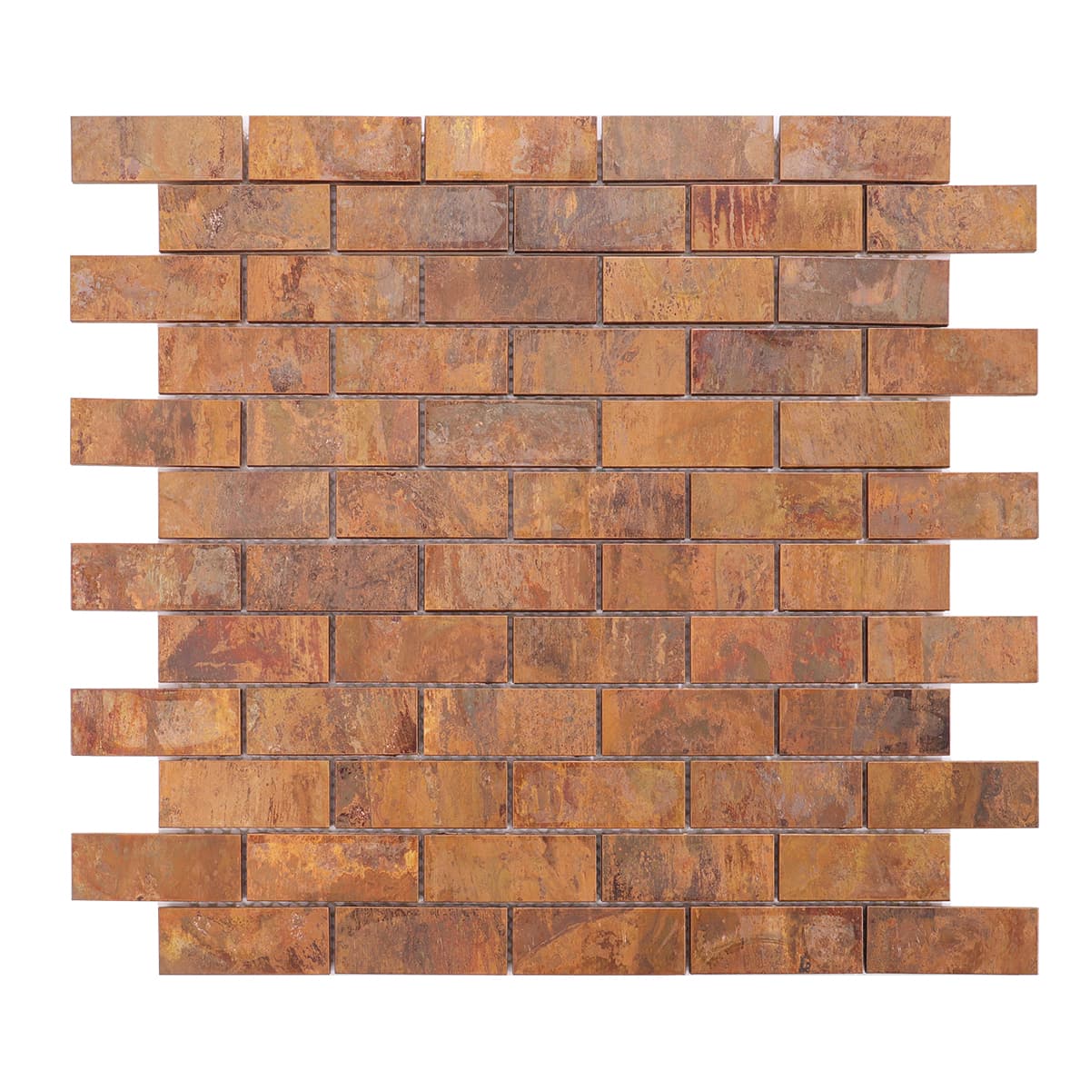 Full sheet of copper finish rectangle mosaic tiles for walls and backsplashes