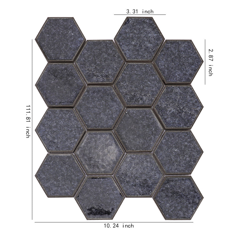 Dark Gray Blue Hexagon Ceramic Crackle Mosaic Tile