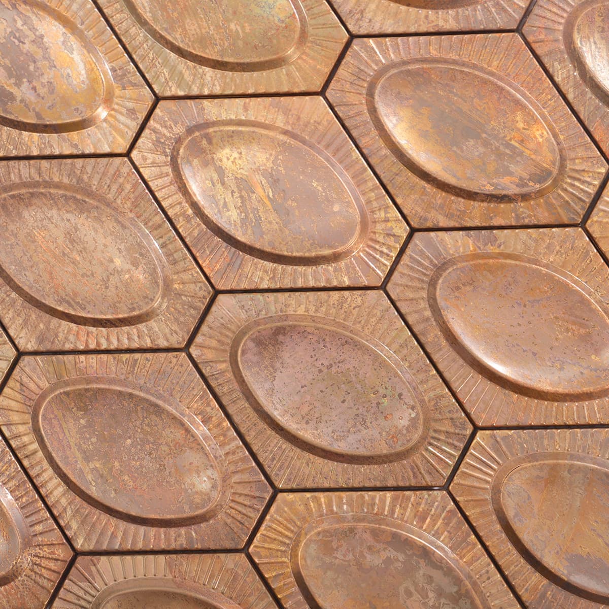 Detailed shot emphasizing the geometric depth and metallic texture