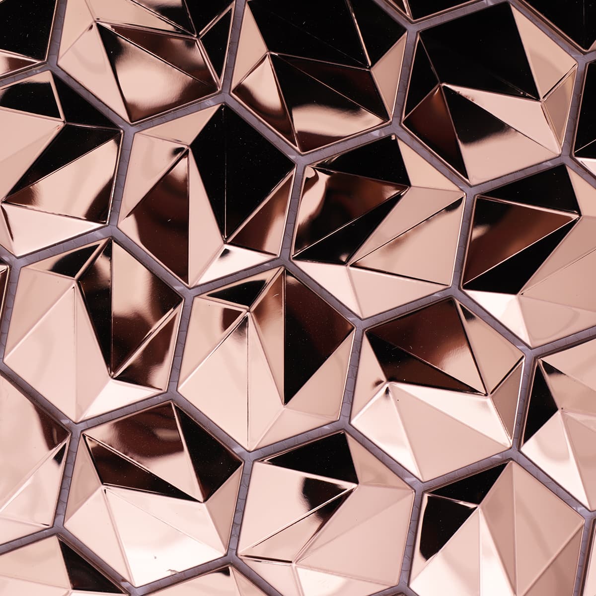 Detailed texture of rose gold stainless steel mosaic surface