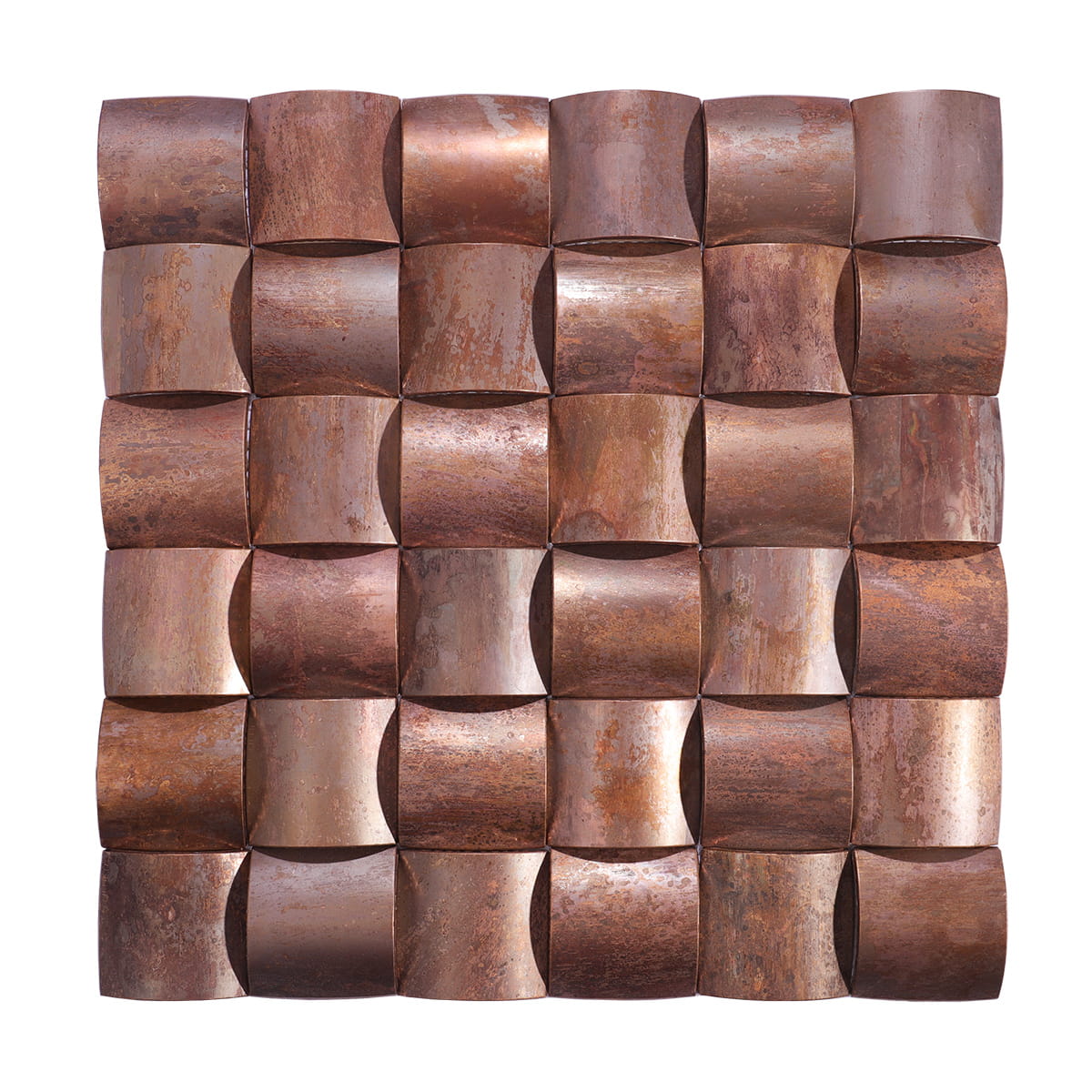 Full sheet view of copper 3D bread mosaic tiles