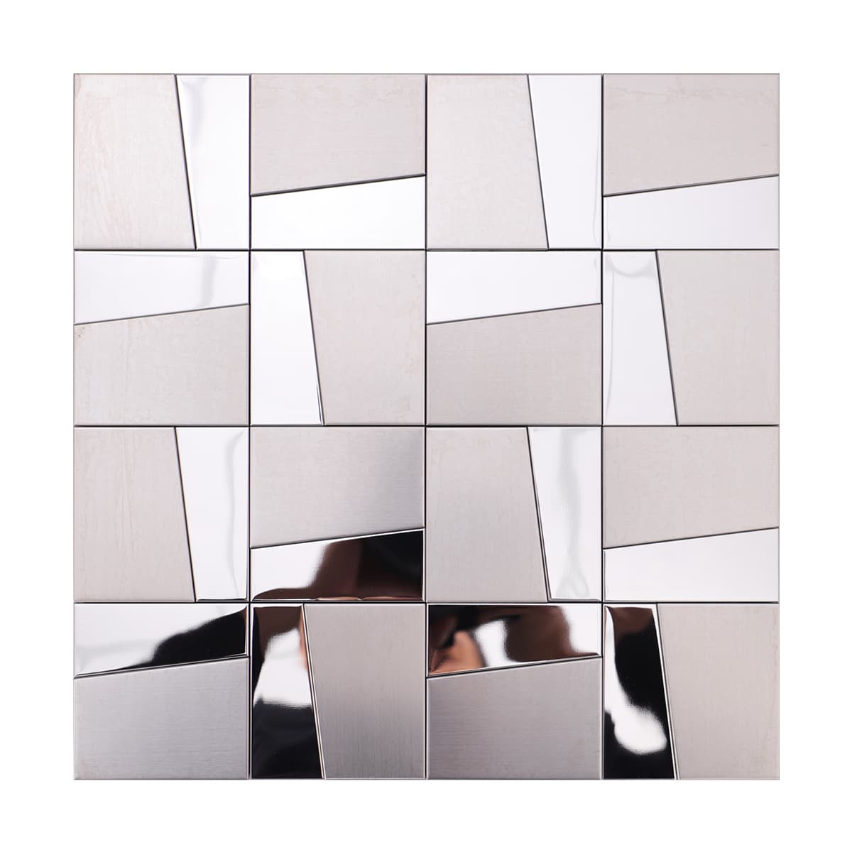 Silver stainless steel mosaic with mirror and brushed surface mix