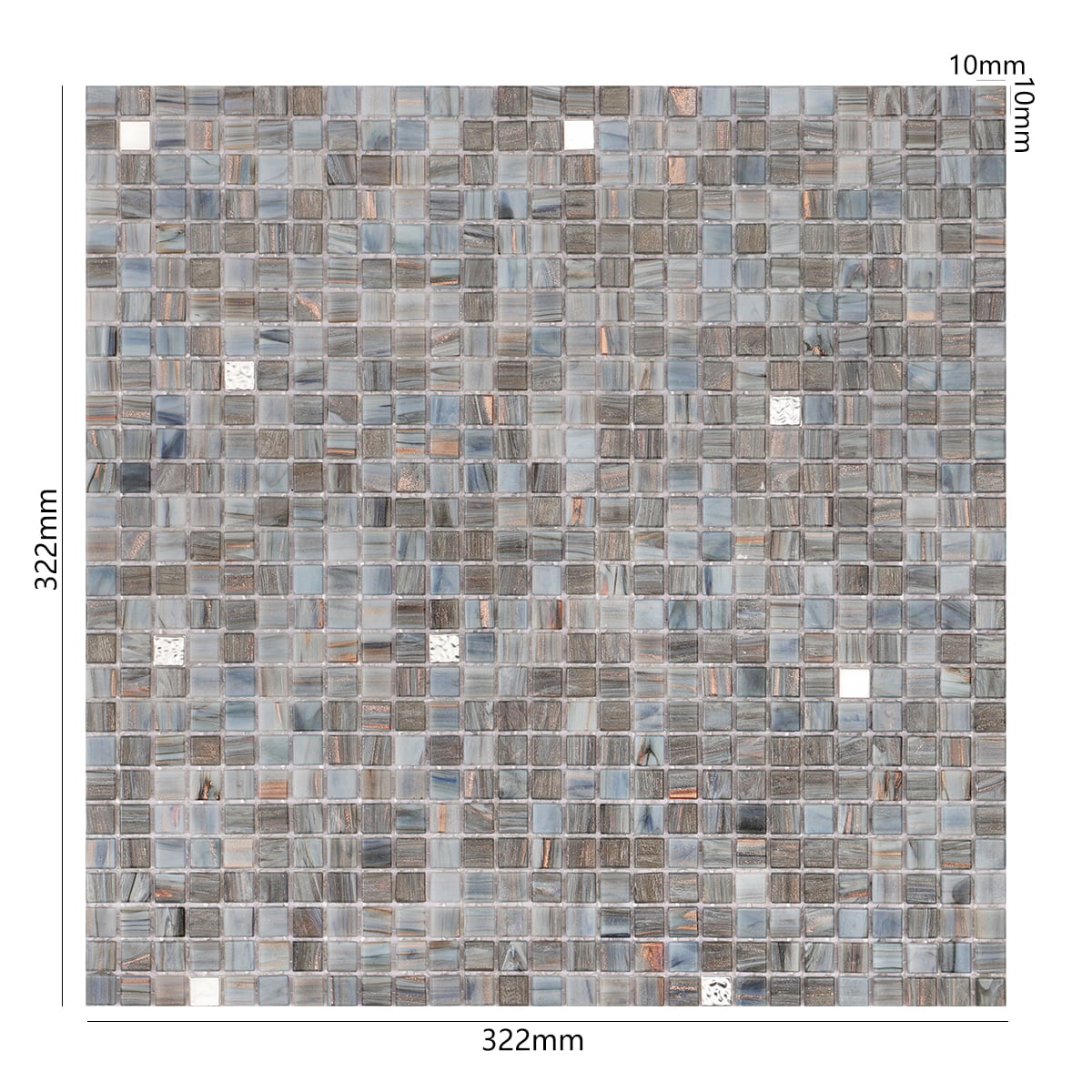 Deep Gray Mixed Gold Poil Micro Glass Mosaic Tiles