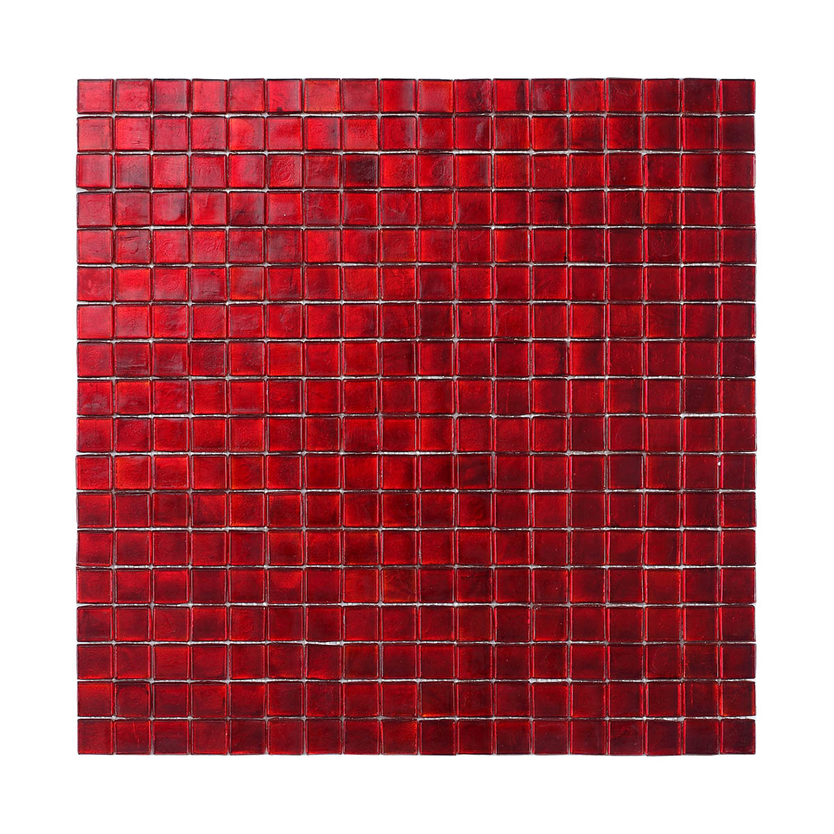 Glossy red mosaic tile sheet with a vibrant finish, ideal for accent walls or kitchen backsplashes