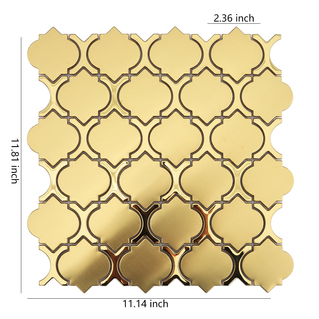 Gold lantern mosaic tile sheet with dimensions 11.81 by 11.14 inches.