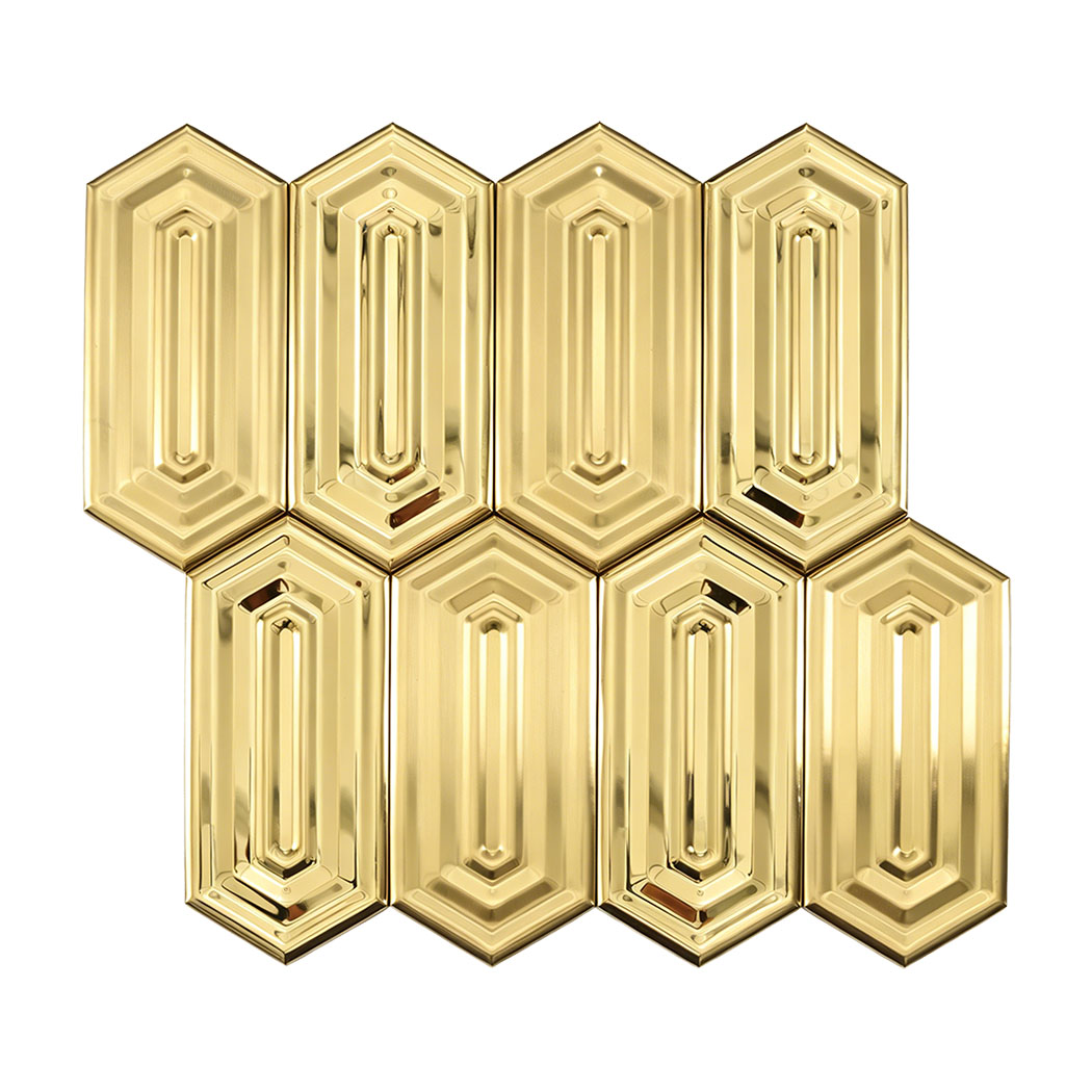 Gold picket stainless steel mosaic tile full sheet brushed and mirror finish