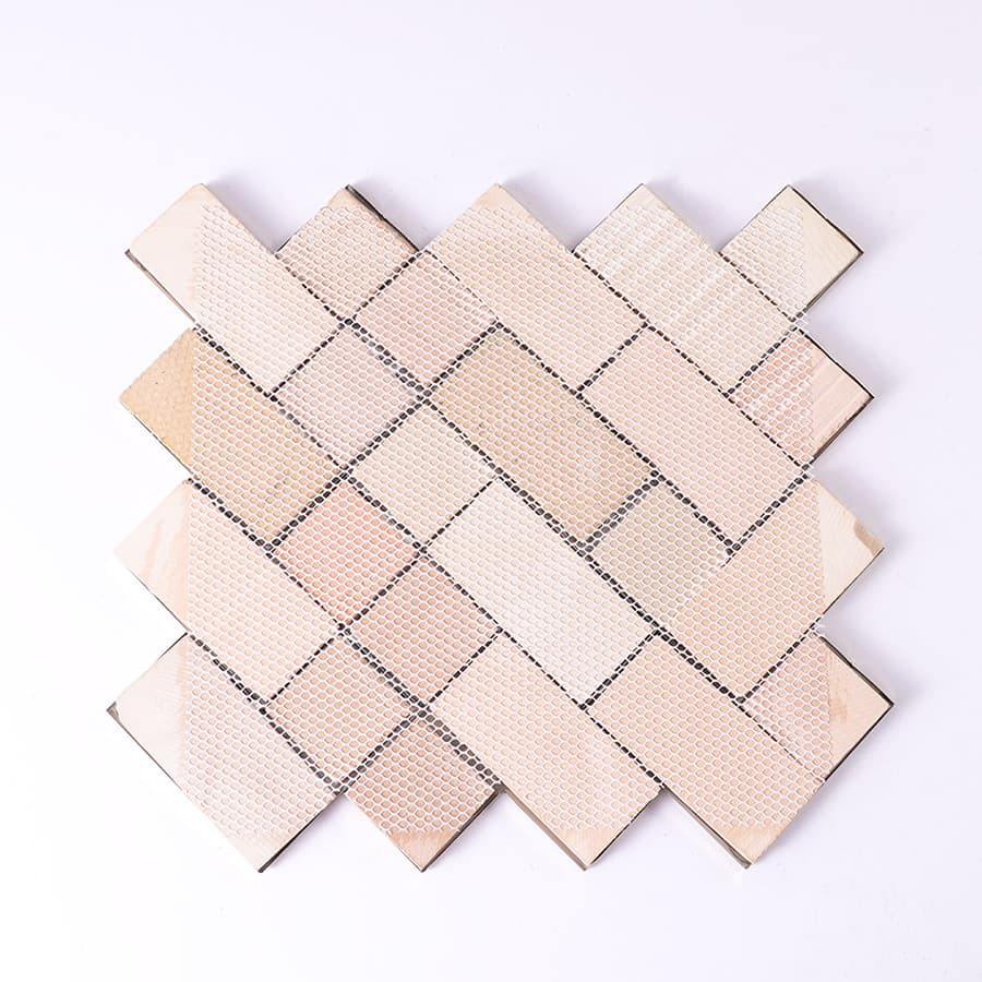 Back mesh design of gold mirror herringbone stainless steel mosaic tile sheet