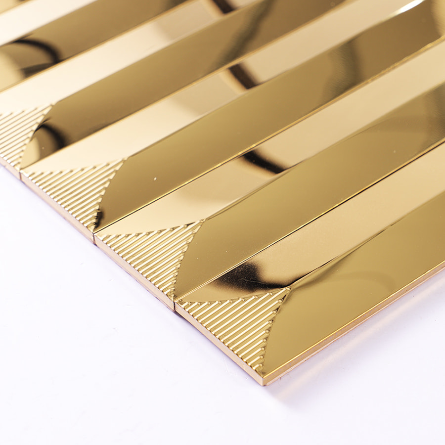 Angled edge view showing arched ends and narrow grout lines.