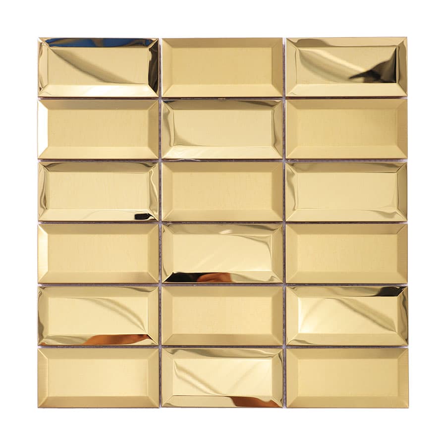 Full sheet of gold stainless steel rectangular mosaic tile