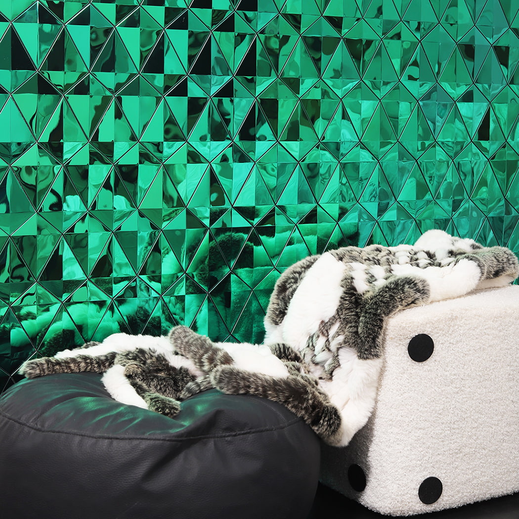 Interior wall decorated with green diamond mirror stainless steel mosaic tiles