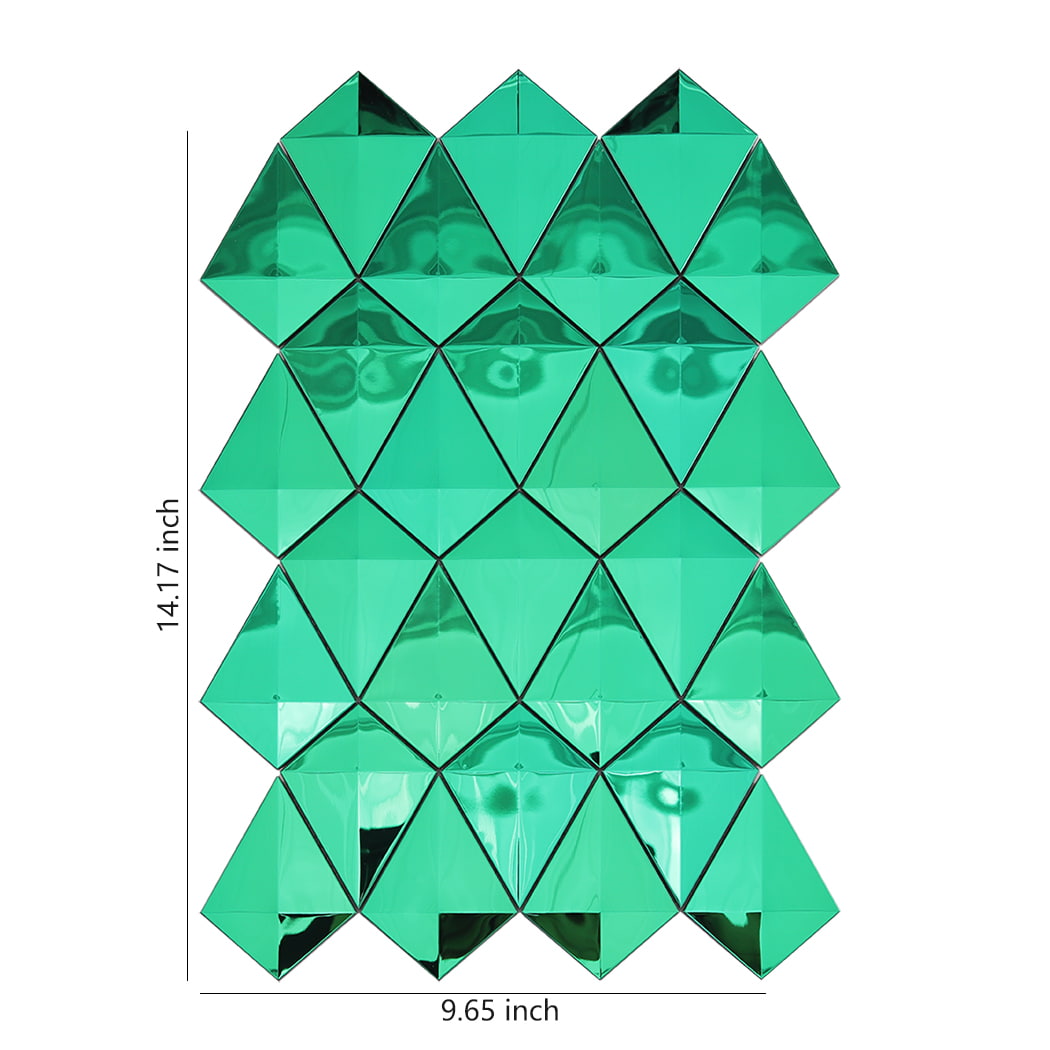 Green diamond mirror stainless steel mosaic tile sheet with size measurements