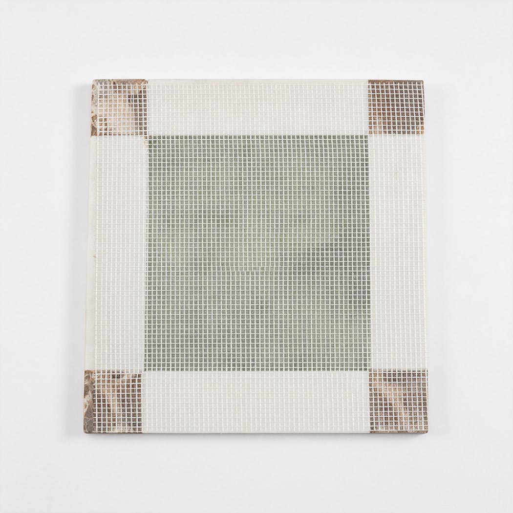 Mesh backing of green and white marble border mosaic tile