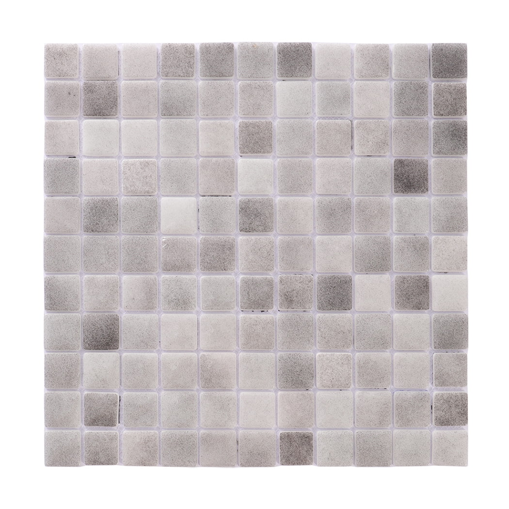 Front view of grey recycled glass mosaic tile sheet