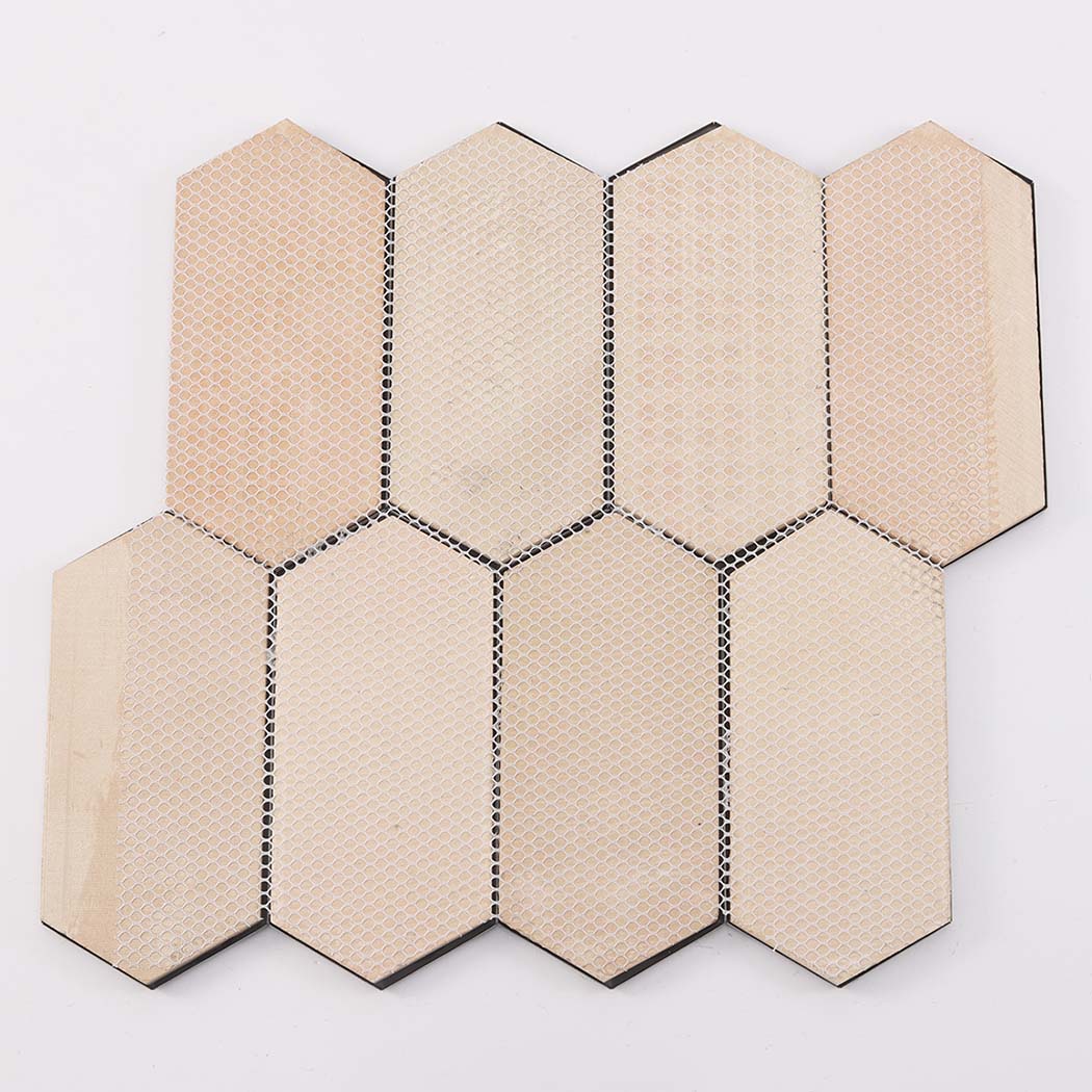 Hex mosaic tile mesh backing full sheet rear installation view