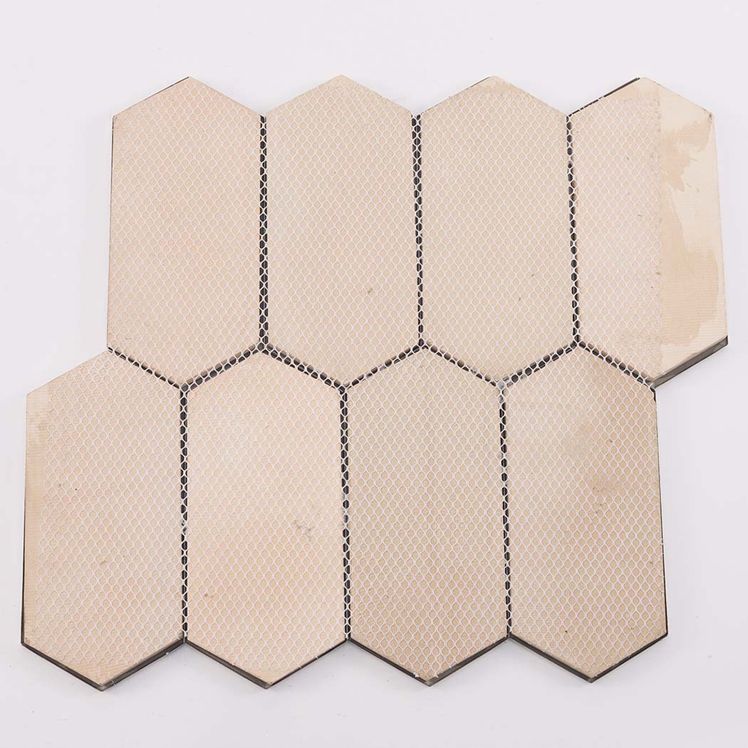 Rear mesh backing of silver mirror stainless steel hexagon mosaic sheet